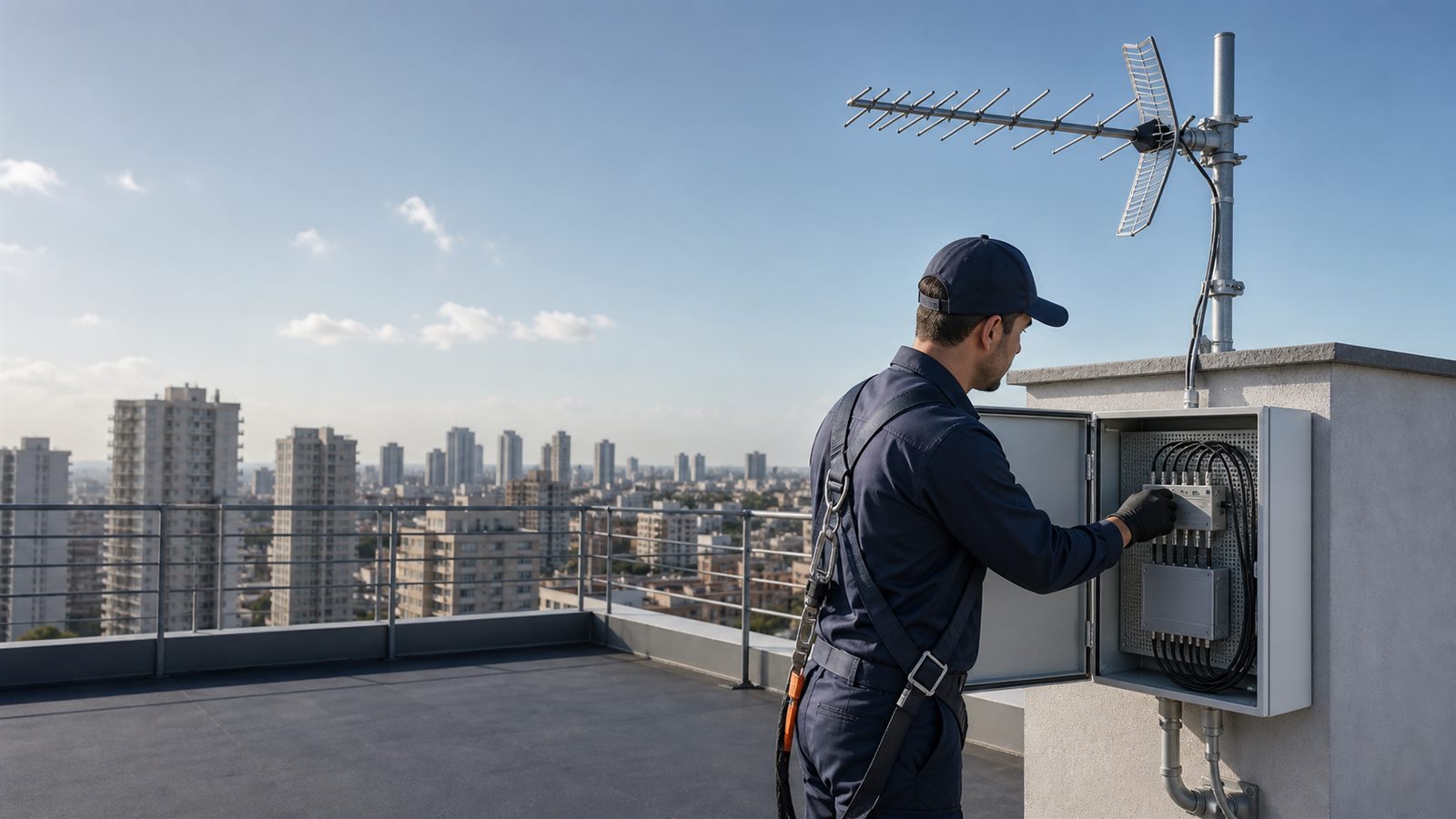 Distribuição de sinal de TV em contexto técnico profissional