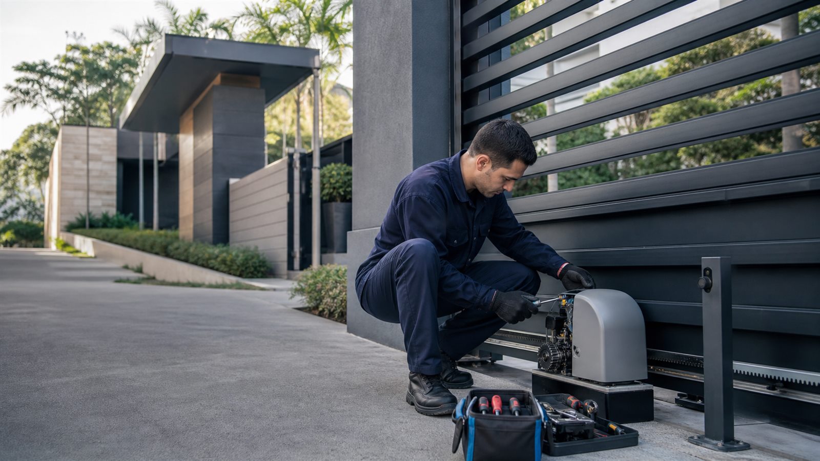 Portões automáticos em contexto técnico profissional